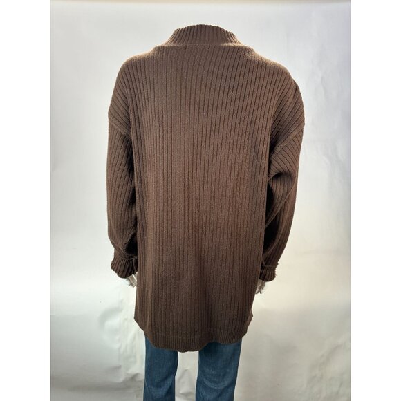VTG 80s Koman Sport Patchwork Sweater Brown & Tan Ribbed Knit Mens L Blemish - Picture 15 of 16